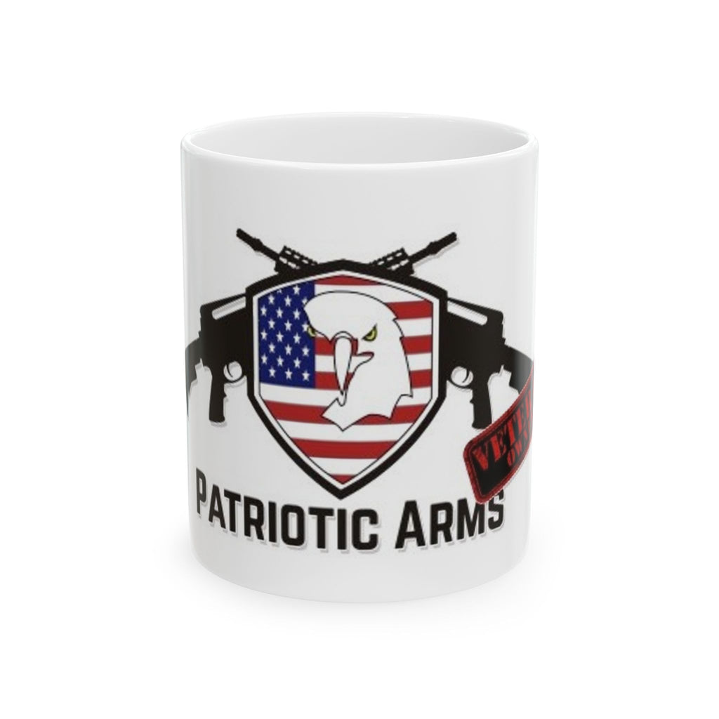 Patriotic Arms Coffee Mug – American Flag Eagle & Rifle Emblem (11oz, 15oz)
