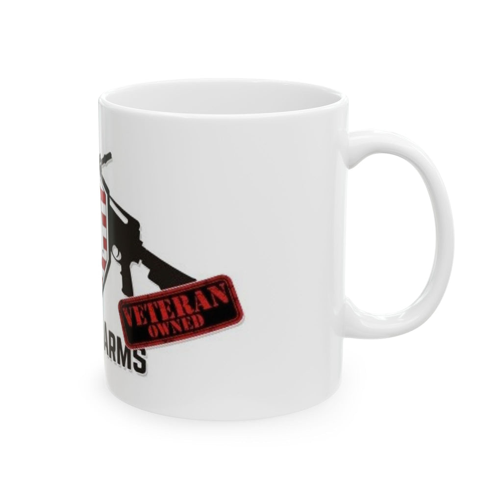 Patriotic Arms Coffee Mug – American Flag Eagle & Rifle Emblem (11oz, 15oz)